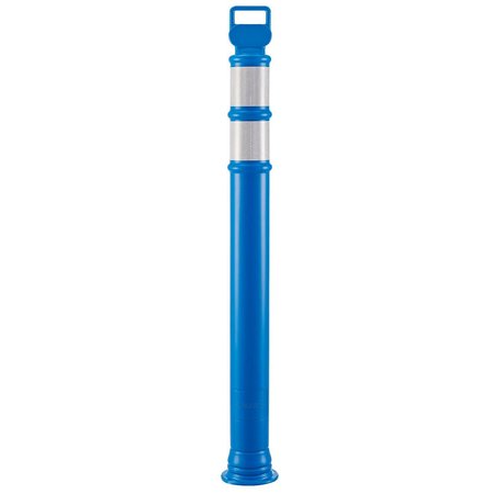 GLOBAL INDUSTRIAL Portable Delineator Post w/ 3 Reflective Bands, 45H, Blue 670604